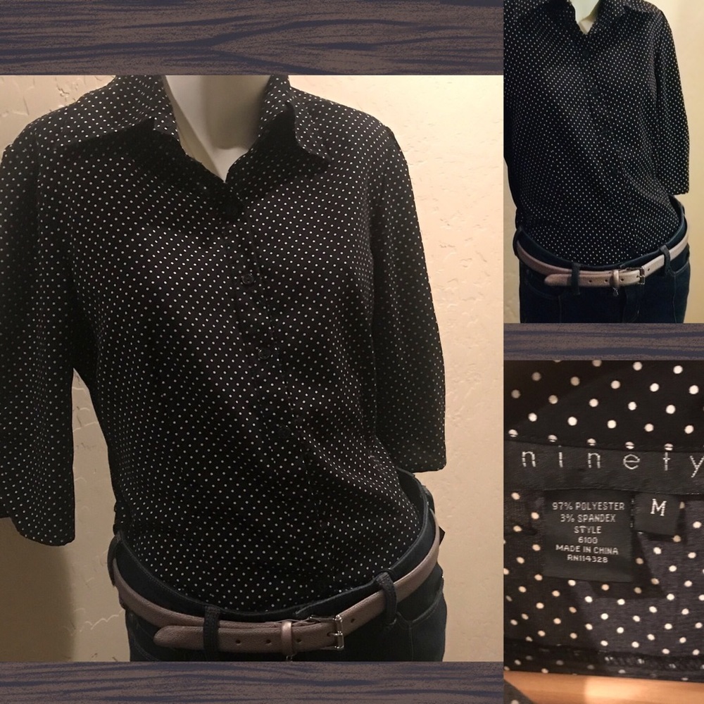 Women’s Size M Black 3/4 Sleeve Button-Up Shirt